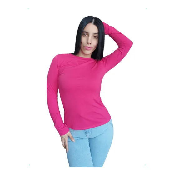 10 Remera Basica Manga Larga Mujer Modal Premium (por Mayor)