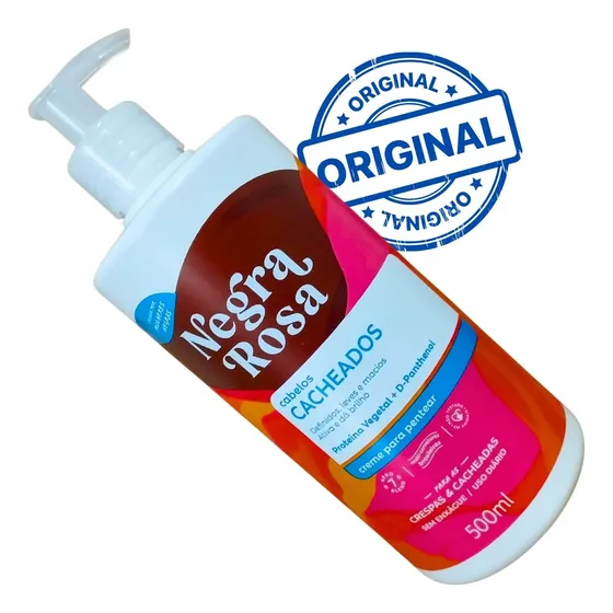 Creme Pentear Negra Rosa 500ml Cabelos Cacheados Uso Diario