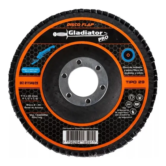 Disco Flap Laminado Zirconio 4 1/2 Grano 40 Gladiator 20pzs Color Azul