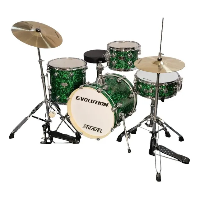 Bateria Evolution Travel 4 Atriles Asiento Platillos