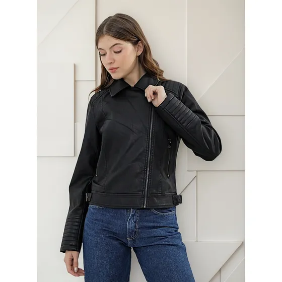 Campera Upminorista Eco Cuero Cierre Para Mujer