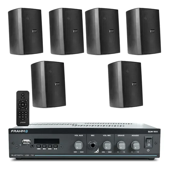 Kit Som Ambiente Slim 1800 Bluetooth Frahm + 6 Caixas Ps 200