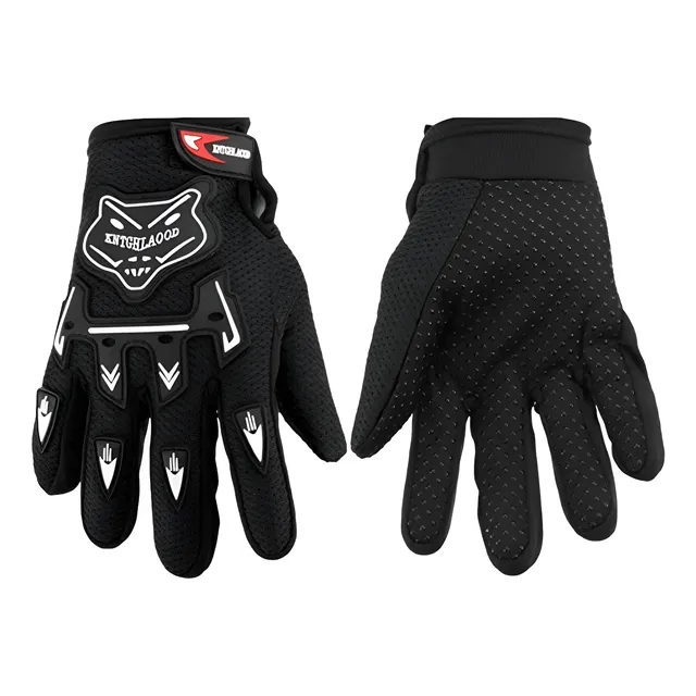 Guante Para Moto Knighthood Color Negro Con Blanco