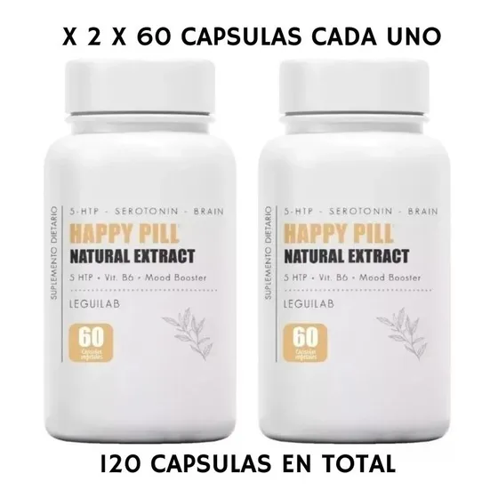 Happy Pill | 5htp 100mg X 60 Vcaps | Serotonina Triptofano | Pack X2