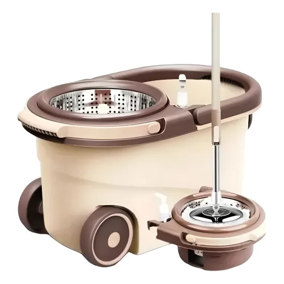 Balde Trapeador Centrifugado Acero Inox 5lts + Mopa