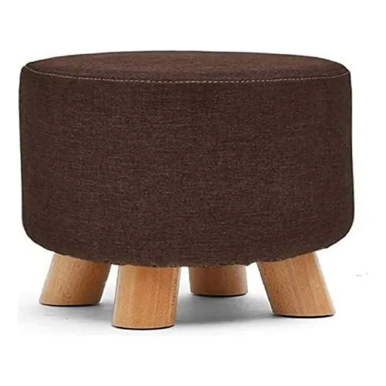 Puff Banco Redondo Marron En Madera Para Living Dormitorio!!