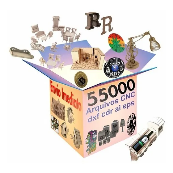 Pack com 55mil Arquivos Projeto de Corte CNC Laser Router Plasma Digital HJ PROJETOS