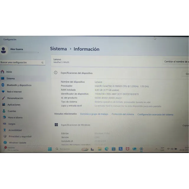 Portatil Lenovo V14 Core I3 1005g1 4gb 256 Ssd Color Gris