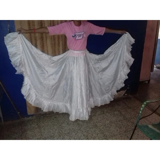 Falda Larga Blanca De Danza 