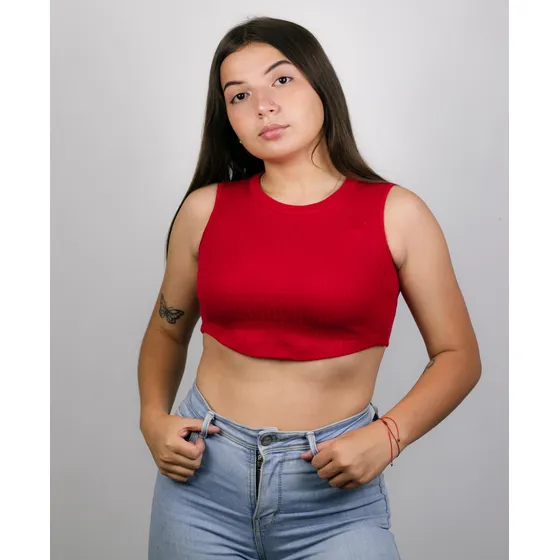 Croptop Top Acanalado Blusa Dama Juvenil Franelilla Classic