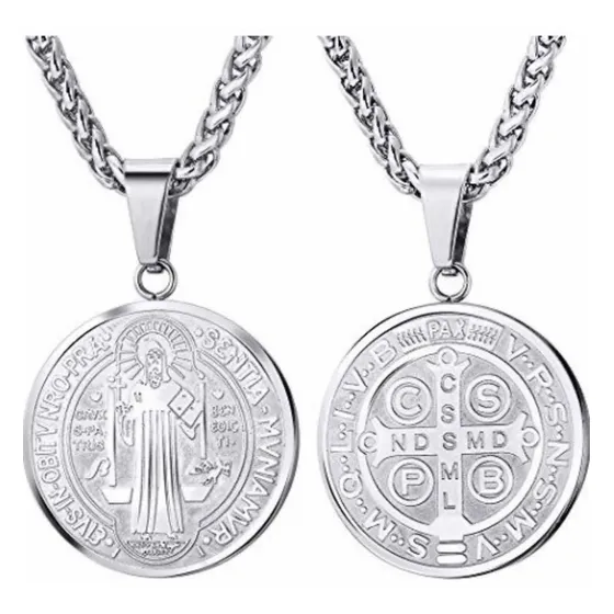 Medalla Dije + Cadena San Benito / Acero Quirúrgico