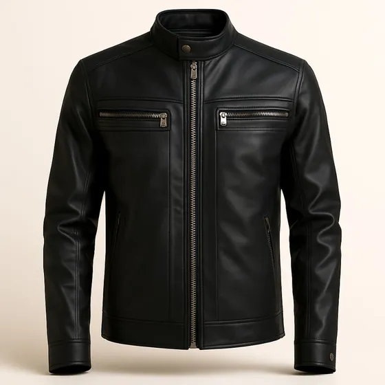 Jaqueta De Couro Masculina Slim Forrada