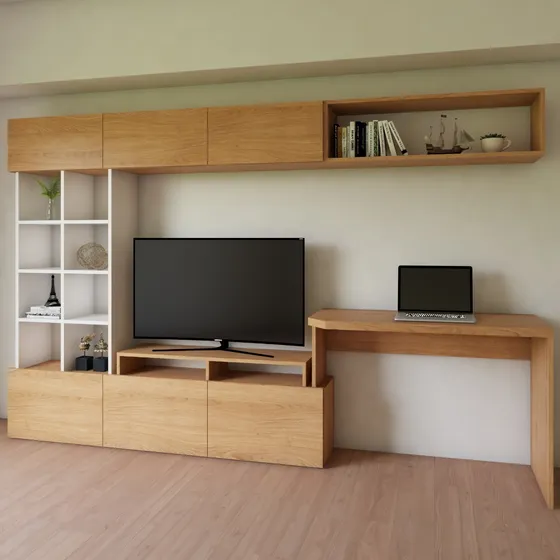 Modular Mueble Tv Rack  Biblioteca Moderno Con Escritorio! Blanco