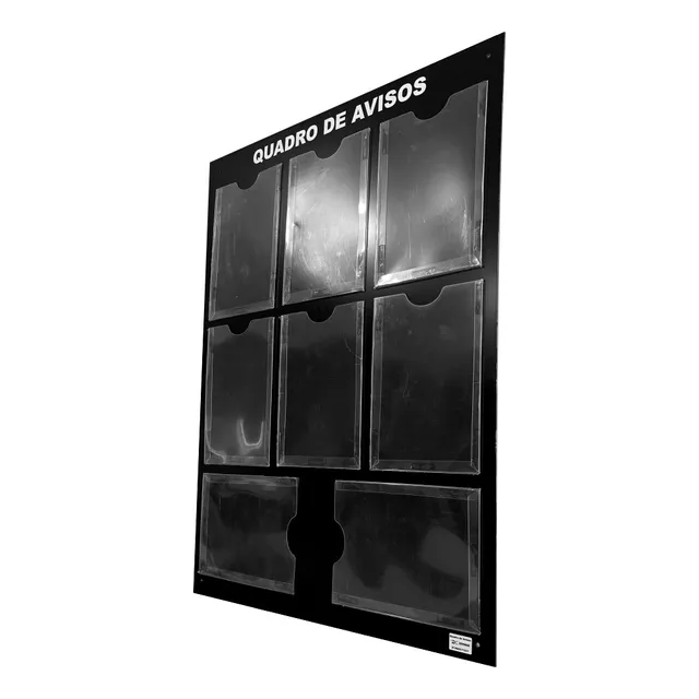 Quadro Aviso Gestão A Vista 8 Displays A4 Em Acm Preto