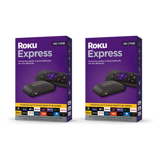 Kit 2 Roku Express Loja Oficial Com Alexa, Siri E Google