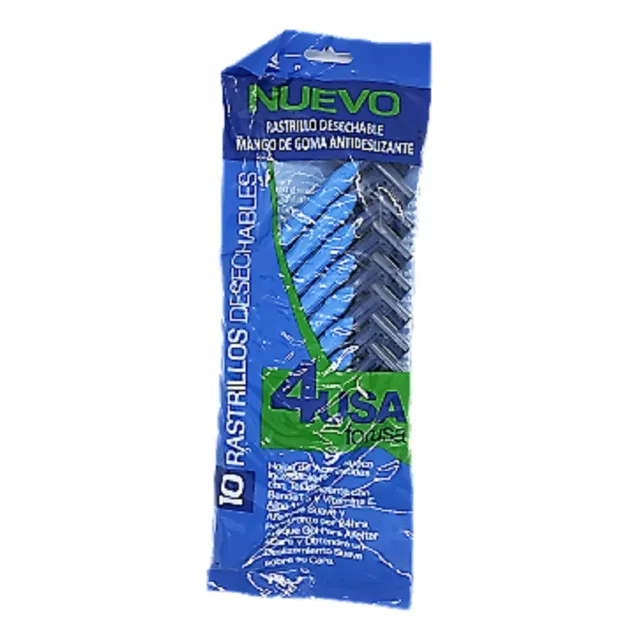 Rastrillos Desechables 4usa 10pz Mango Goma Antideslizante