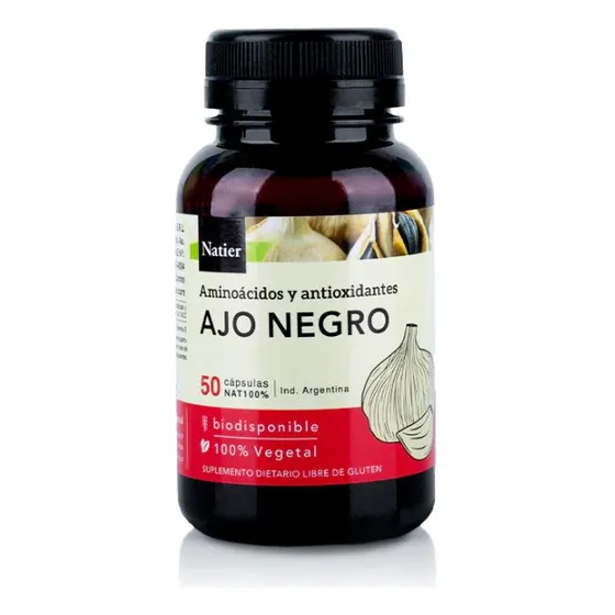Suplemento Ajo Negro Natier Aminoácidos y Antioxidantes x 50 Cápsulas.