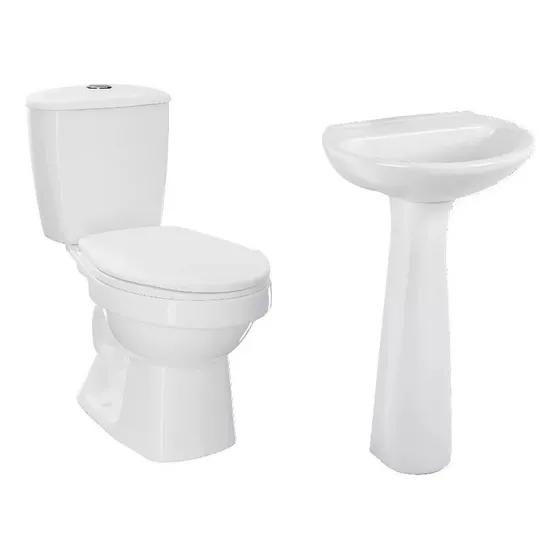 Eut Combo Sanitario + Lavamanos Con Pedestal + Grifería