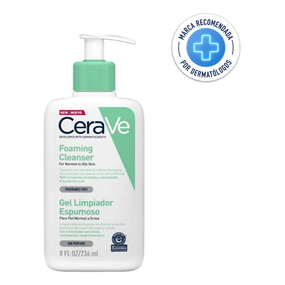 Gel Limpiador Espumoso Cerave 236 mL Para Piel Normal A Grasa