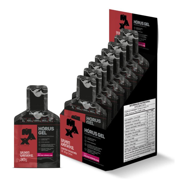 Pre Workout Horus Gel 10 Sachês De 30g Max Titanium Sabor Frutas Vermelhas Pre Workout Horus Gel 10 Sachês De 30g Max Titanium Sabor Frutas Vermelhas