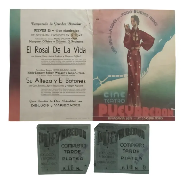 Programa Y 2 Ticket Entradas Cine Teatro Pueyrredón Jul 1946