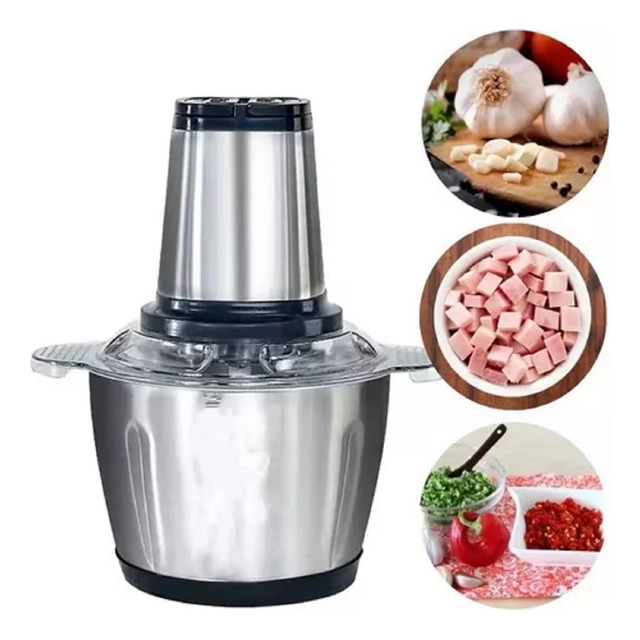 Processador Moedor Alimentos Elétrico Inox Com 4 Lâminas 3l Processador Moedor Alimentos Elétrico Inox Com 4 Lâminas 3l