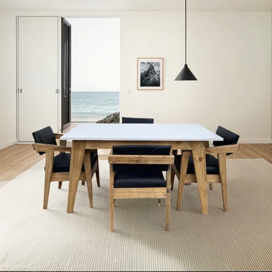Juego Mesa Comedor Living + 4 Sillas Tapizadas