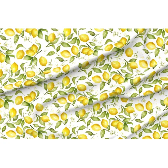 Tela Spoonflower Flor Limon Verano Fruta Decoracion Cocina
