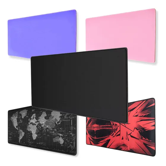 Mouse Pad Gamer 70x30 Antideslizante Bordes Cosidos Lavable Color Negro