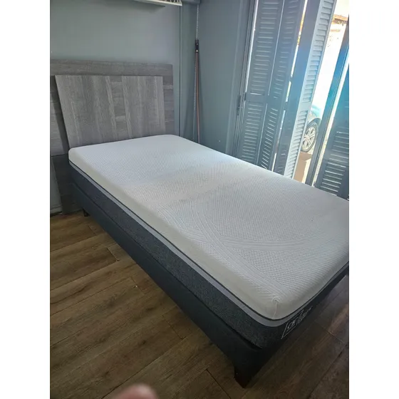 Cama 1.5 Plazas Cic - Modelo Ortopedic Base + Respaldo Blanco Advance