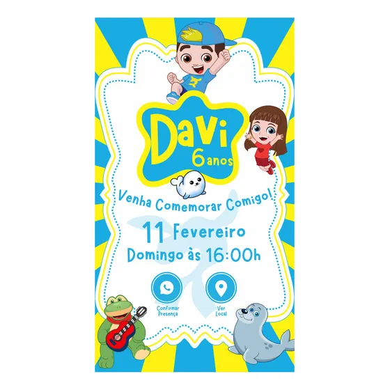 Convite Aniversário Virtual Interativo Digital Infantil