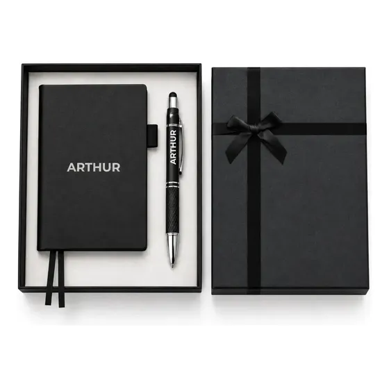 Kit Presente Personalizado Bloco Notas Caneta Caixa Presente