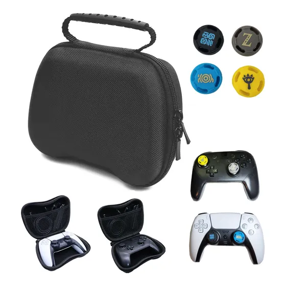 Estojo Controle Nintendo Switch Pro Ps4 Ps5 + 4 Grips Zelda