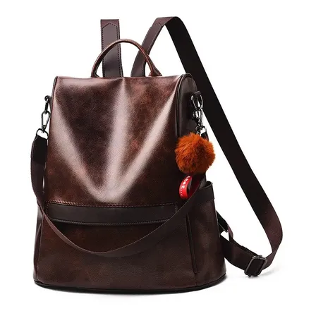 Mochila Bolsa Anti Furto Retro Look Cor Marrom-café