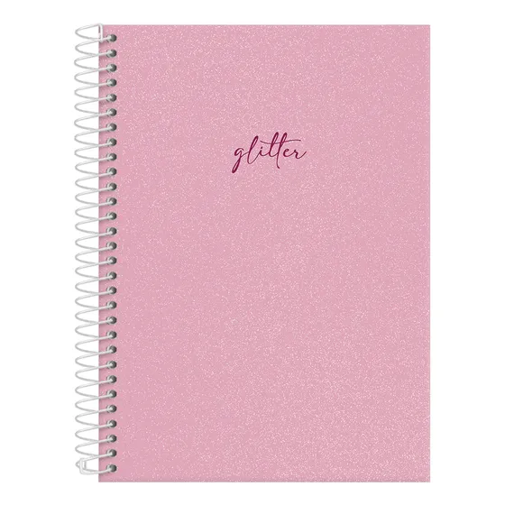 Caderno Feminino Colegial Solid Glitter Colors 10 Mat