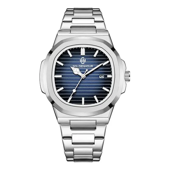 Relojes Para Hombre De Estilo Lujoso Con Fecha De Movimiento Fondo Azul