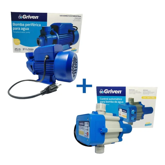 Bomba De Agua 1/2hp Con Press Control Griven