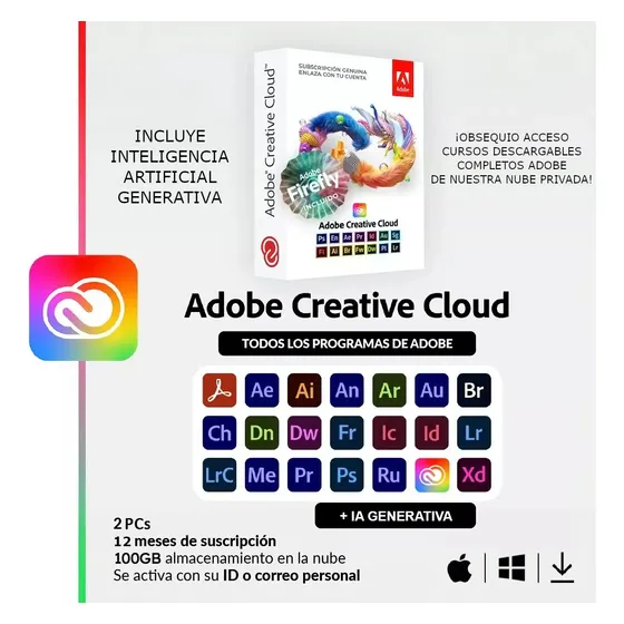Adobe Creative Cloud [1 Año] Incluye Cursos Obsequio