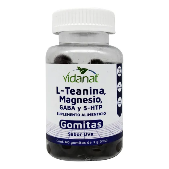 Teanina Magnesio Gaba 5-htp 60 Gomitas Uva Vidanat