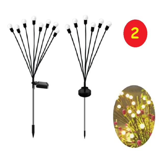 2 Lamparas Luces Navidad Solares Estaca Luciernagas Blancas