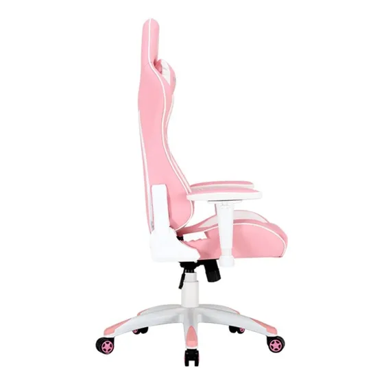 Silla de escritorio Meetion CHR16 MT-CHR16 gamer ergonómica rosa y blanca con tapizado de cuero sintético