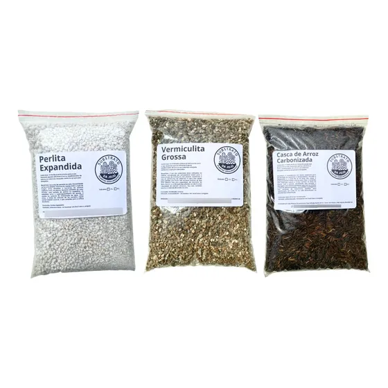 Kit Substrato Perlita, Vermiculita E Casca De Arroz Carb.12l