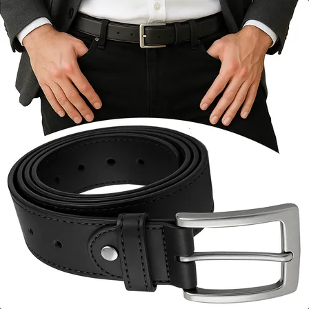 Cinto Couro Legítimo Social Sport Fino Preto Masculino Top