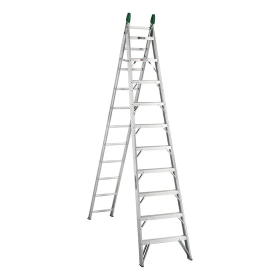 Escalera Convertible Aluminio 21 Peldaños Cuprum 175 Kg. Color Plateado