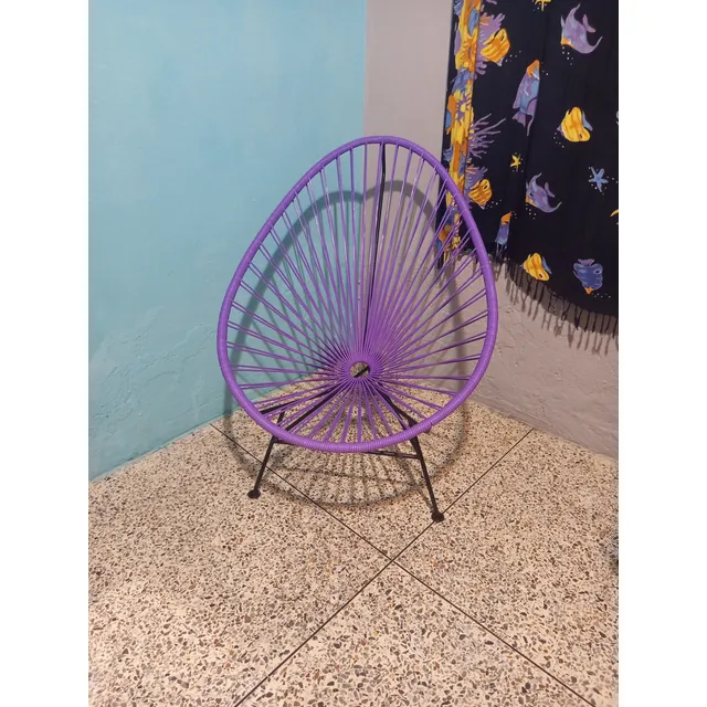 Silla Acapulco Morada, Silla De Mimbre