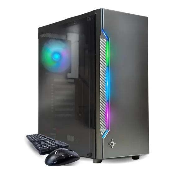 Gabinete Gamer Noxi Haruko Argb + Fuente + Teclado Y Mouse Color Negro
