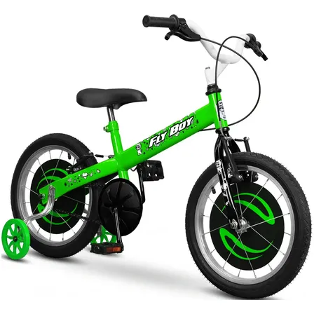 Bicicleta Aro 16 Menino 4, 5 Anos Infantil Criança Flyboy Verde Único
