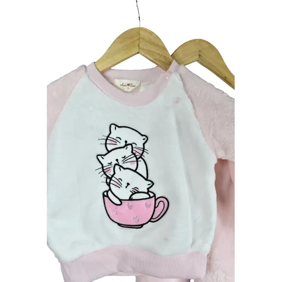 Pijama Polar Ultra Suave Bebe Niña Diseño Gatitos