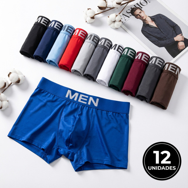 Kit 12 Cueca Boxer Masculina Microfibra Adulto Premium Kit 12 Cueca Boxer Masculina Microfibra Adulto Premium