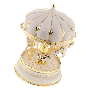 Round Music Box Carrusel Horse Beige Beige 12x12x18.5cm Round Music Box Carrusel Horse Beige Beige 12x12x18.5cm
